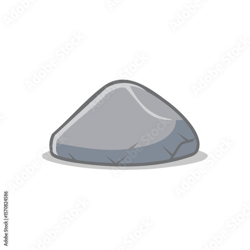 Cartoon Illustration of Gray Boulder Rock Natural Geology Graphic Element Isolated