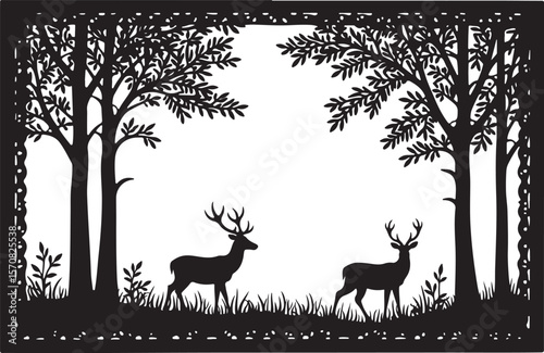 Deer Forest Border Frame Set
