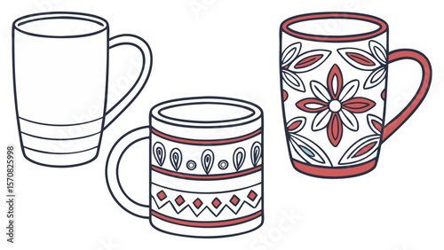 “Different Types of Coffee Mugs Isolated on White”