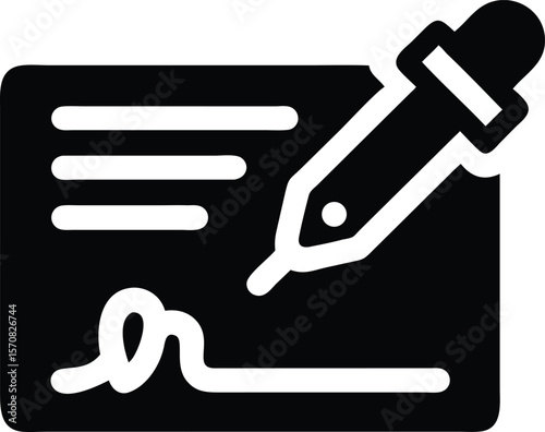 Signing a document vector icon