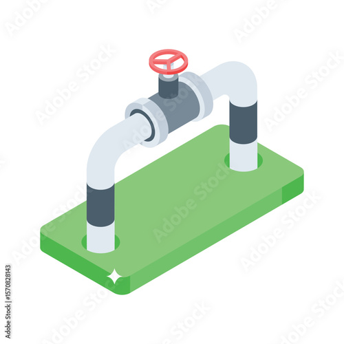 Premium isometric icon showing lengthy oil transport pipeline