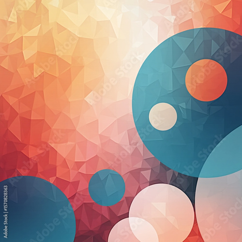 Abstract colorful retro background with bright circles pattern and decorative design elements