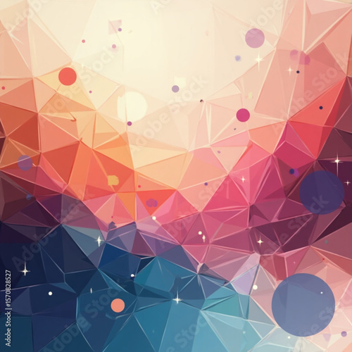 Abstract colorful geometric triangle pattern background with mosaic and crystal elements