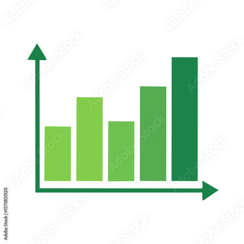 Rising Bar Chart Illustration Showing Growth and Positive Trends in Green Tones