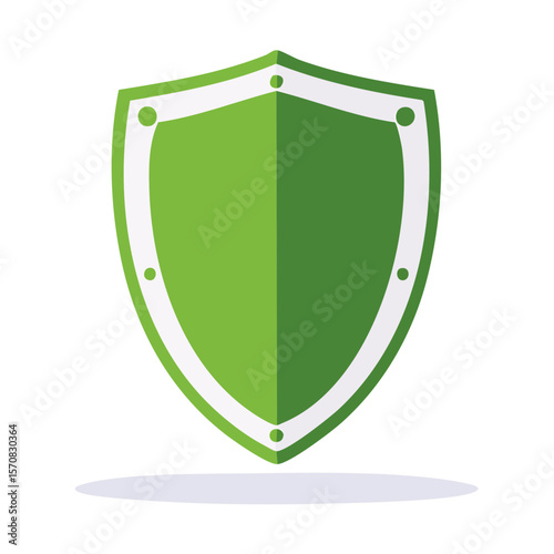 Green shield illustration graphic, representing security, protection, and safety concept