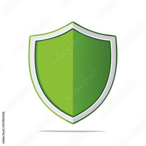 Green and White Shield Icon for Security, Protection, and Safety Graphic