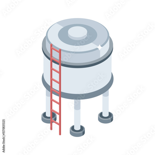 A customizable isometric icon of reservoir storage setup