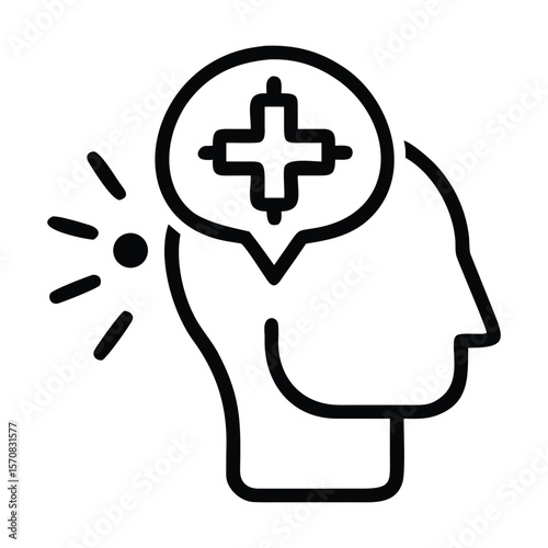Logo design health mental icon line vector illustration