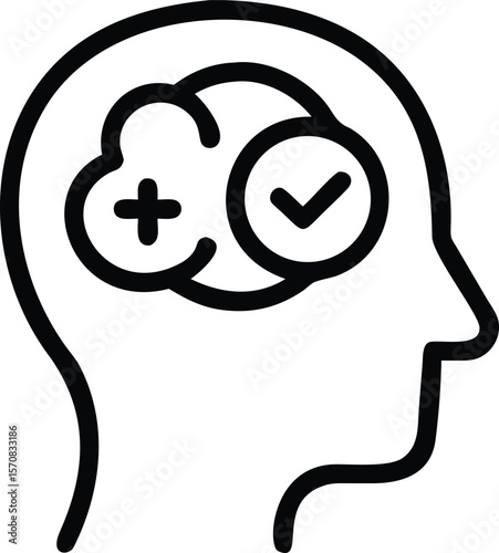 Logo design health mental icon line vector illustration