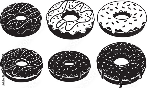 Donut frosting sprinkle silhouette vector illustration