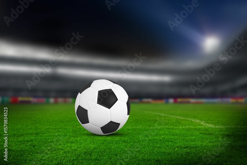 Close-up of soccer ball in soccer stadium