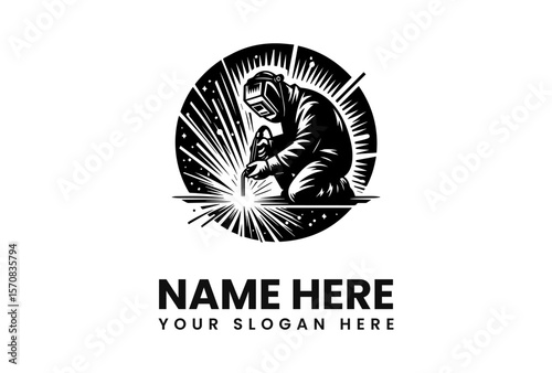 A stylized graphic of a welder, focused on the craft and industry.