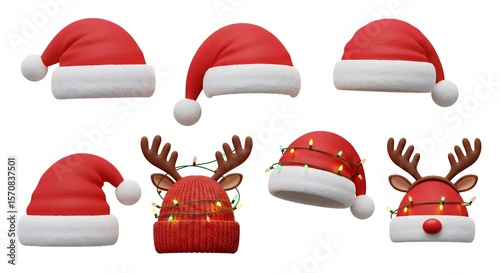Collection of christmas santa hats