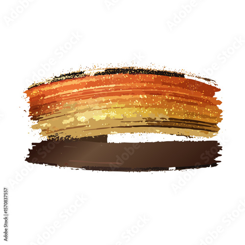 Abstract Orange and Brown Brush Stroke Vector Illustration on Black Background