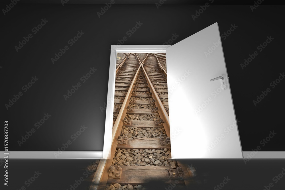 Naklejka premium Door opening at railroad tracks