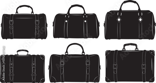Vintage travel bag silhouette vector illustration