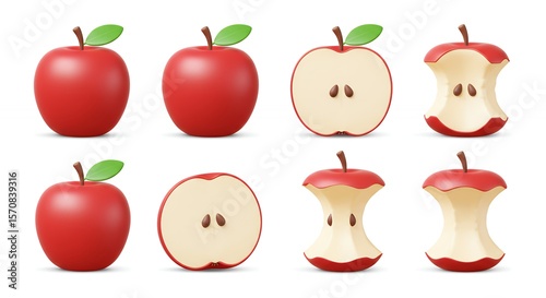 Red apple illustration set for nutrition or food design