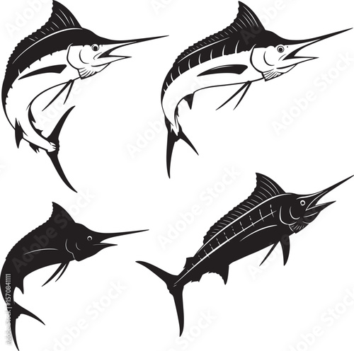 Marlin fish silhouette vector illustration