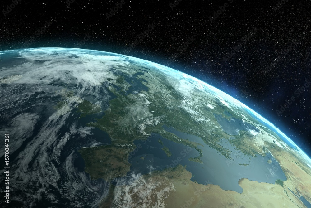 Fototapeta premium Image of the earth on black background