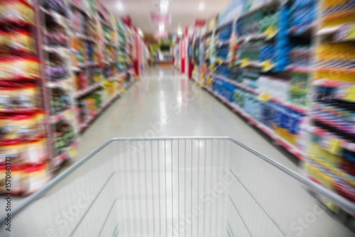 Empty cart in supermarket
