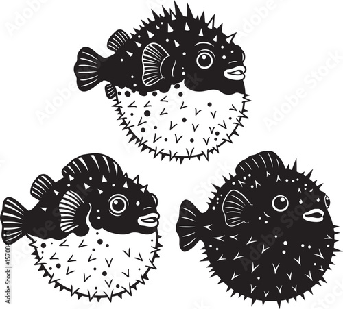 Puffer fish silhouette vector illustration