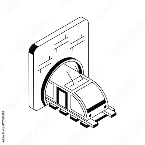 A visually engaging isometric icon of underground tunnel