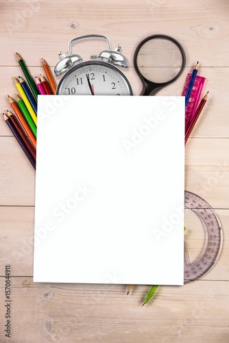 Students desk with white page