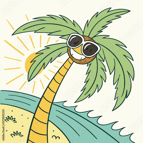 tropical island with palm tree