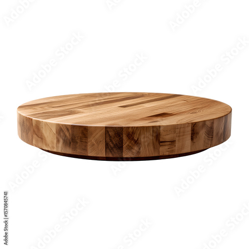 Round wooden platform with natural wood grain texture