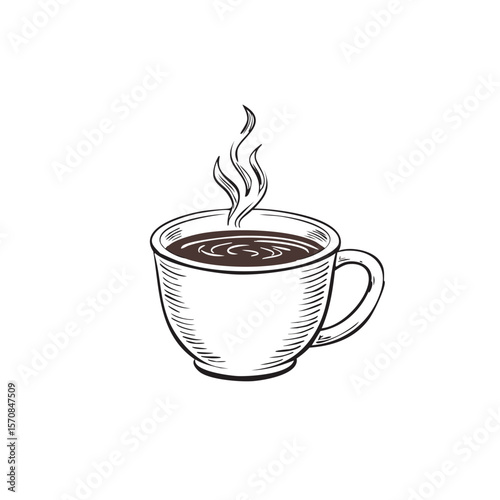 Steaming hot coffee in a ceramic mug beverage