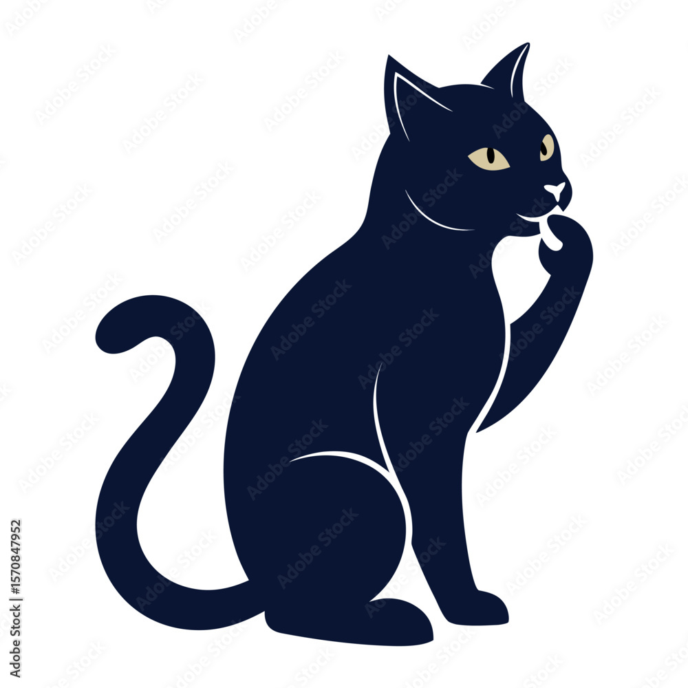 Obraz premium black cat on white background