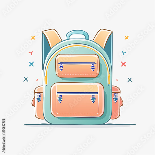 Stylish backpack graphic suitable for school, travel, or adventure related designs, icons, or logo applications, perfect for creative projects.
