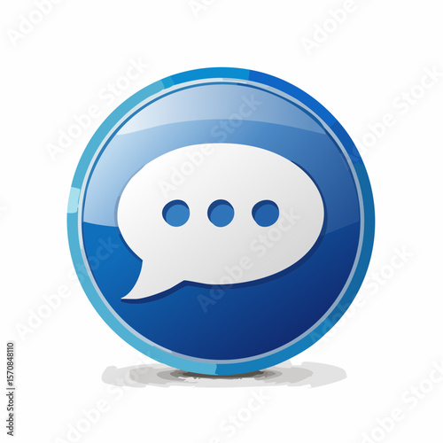 Stylish blue speech bubble design with a glossy finish, ideal for communication, social media and web design interfaces.