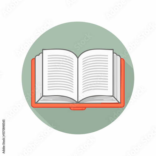 Open book graphic with a flat design style, suitable for use in education, literature, and learning related designs.