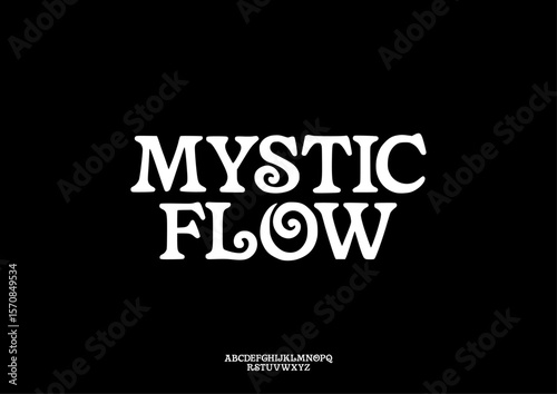 Mystic Flow is a retro display font with hypnotic swirl accents. Perfect for vintage inspired designs, music posters, and mystical branding