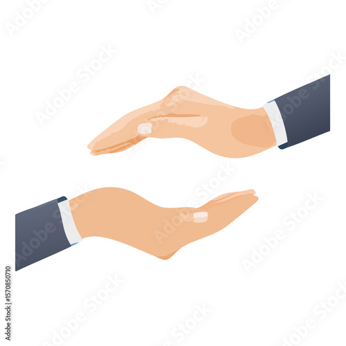 Offering hands illustration representing giving, care, or support