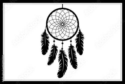 Dreamcatcher Silhouette Vector | Boho Clipart Design