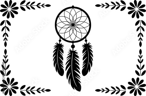 Dreamcatcher Silhouette Vector | Boho Clipart Design