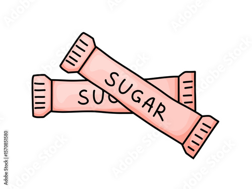 Two Sugar Packets Hand Drawn Doodle