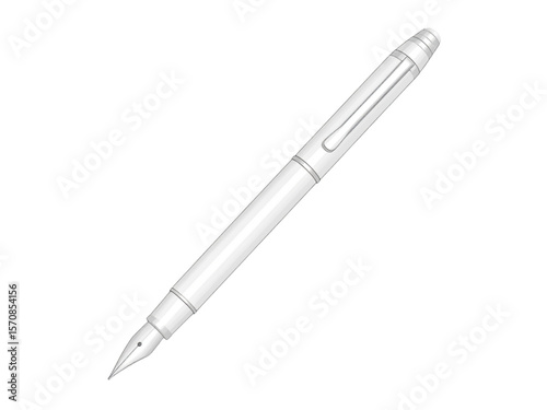 A white fountain pen with its cap posted, isolated on a white background.