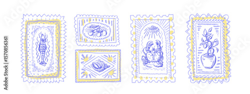 Vintage Italian print. Art travel postcard stamp