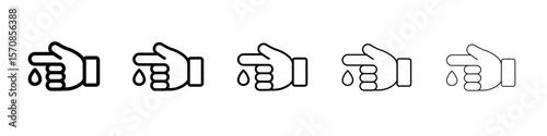 Hand with blood drop icon outline simple illustration isolated