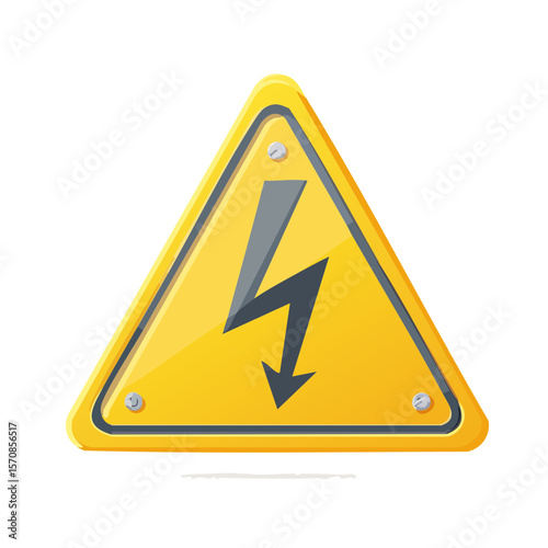 Yellow high voltage danger sign for warning, risk, and safety measures.