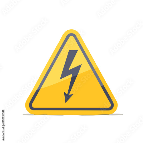 High Voltage Hazard Sign - Triangular warning symbol of high electrical risk