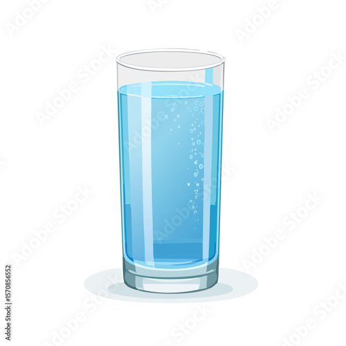 Illustration of a glass of water, refreshing and clean drink for hydration.