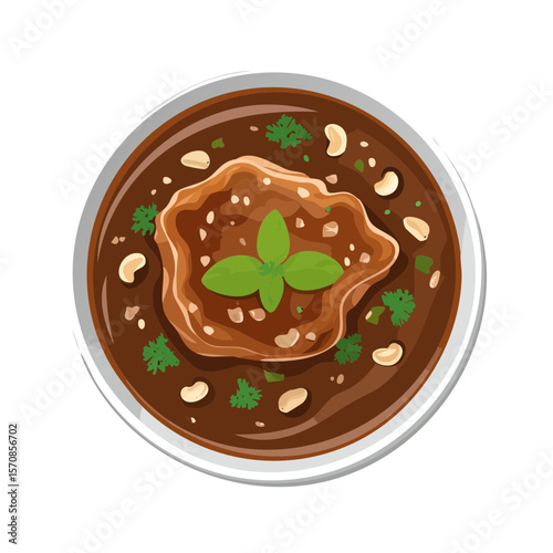 Delicious bowl of mole with cashew and parsley