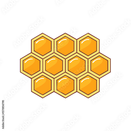 Golden honeycomb graphic for apiary or food projects Glossy cell pattern on black background Natural sweetener source for beekeeping