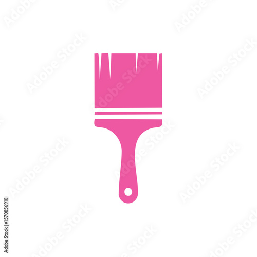 Pink paintbrush illustration on black background creative art and craft tool painting equipment and color applicator