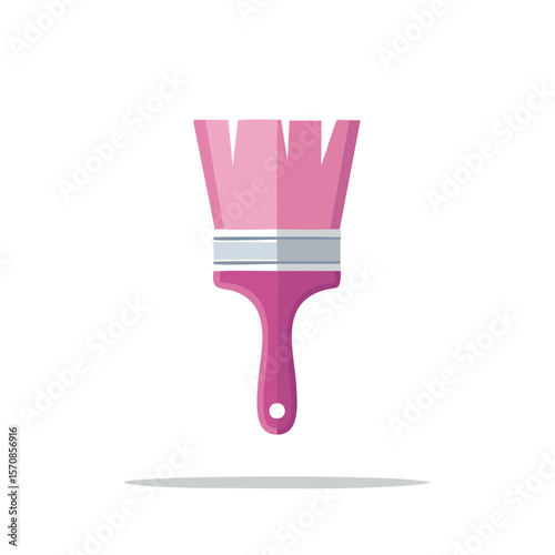 Pink paintbrush painting a stroke a flat design illustration against a black backdrop creative tool and decoration concept