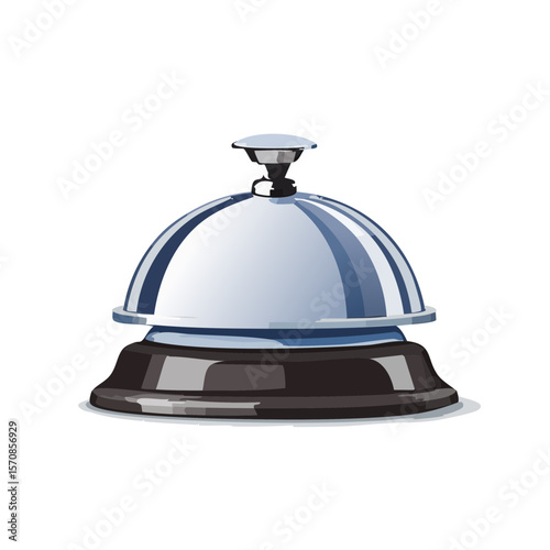 Silver Reception Bell Icon for Hotel, Business, Customer Service